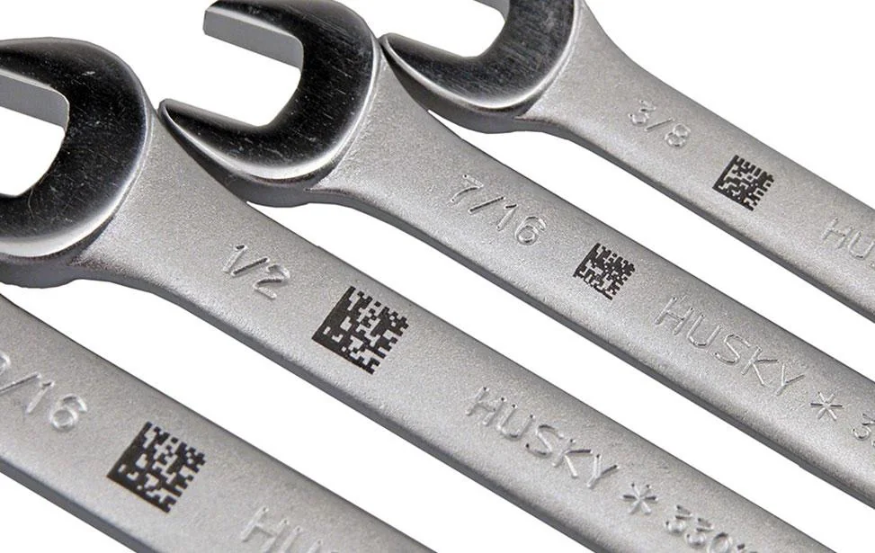 Fiber laser marking QR code on wrench