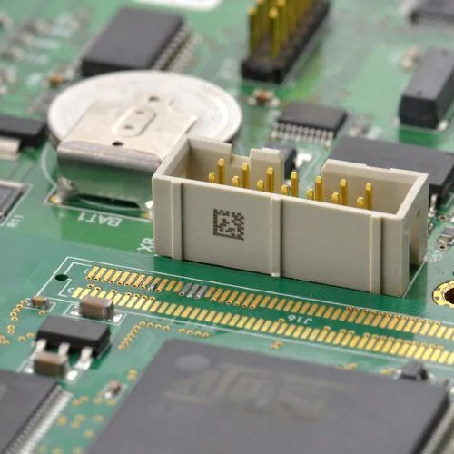 UV laser marking DataMatrix on PCB connector